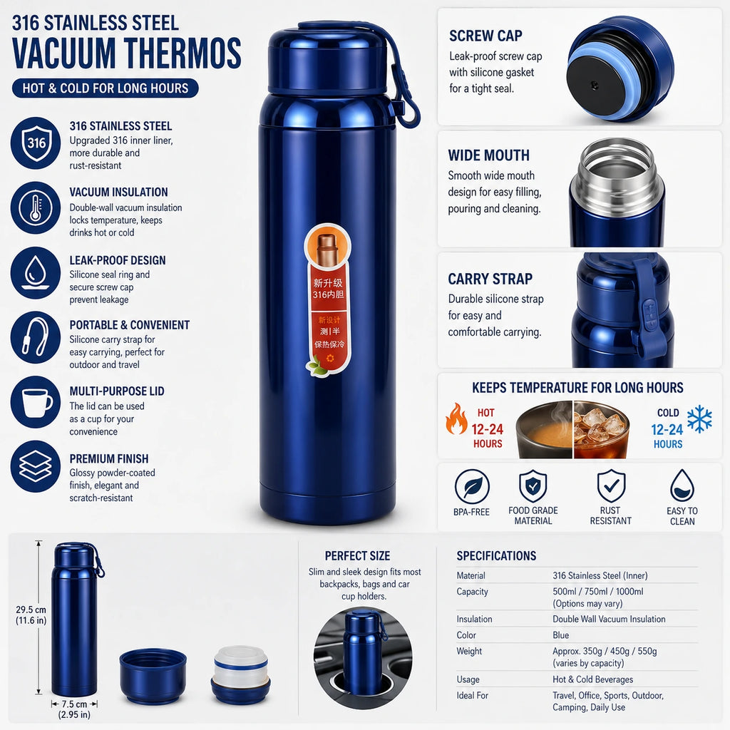 Premium Stainless Steel Insulated Thermos/Flask