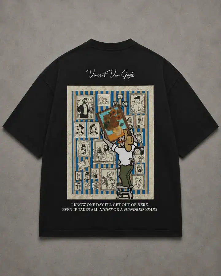 Black Midnight Print Vincent Oversized Tee